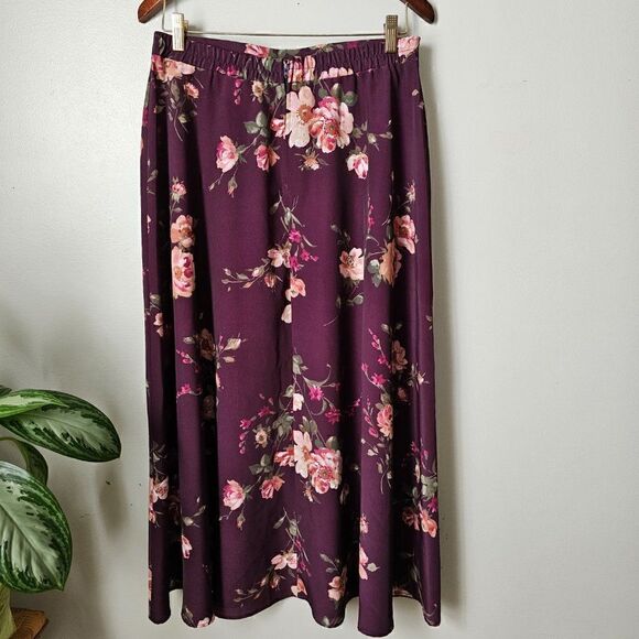 EUC LIKE NEW BEDFORD FAIR LIFESTYLES PURPLE FLORAL FULL MAXI SKIRT SIZE 14 / M/L - Picture 8 of 11
